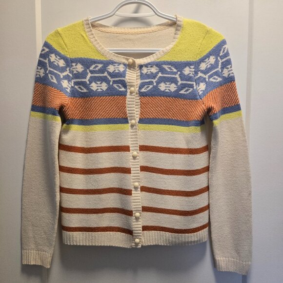 FIVE PLUS Women's Multi-Stripes Graphic Print L/Sleeves Cardigan - Size Small - Picture 3 of 14